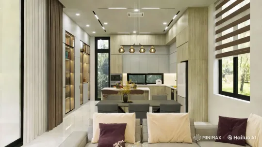 Modern Kitchen-Living Space with Elegant Design – AI Generated Video | Hailuo AI