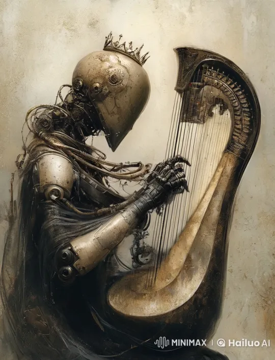 Robotic Harpist Showcases Artistic Precision – AI Generated Video | Hailuo AI