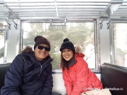Intimate Couple's Embrace in Winter Train Scene – AI Generated Video | Hailuo AI