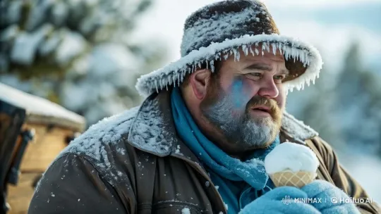 Fat Man Covered in Steam from Melting Ice Cream – AI Generated Video | Hailuo AI