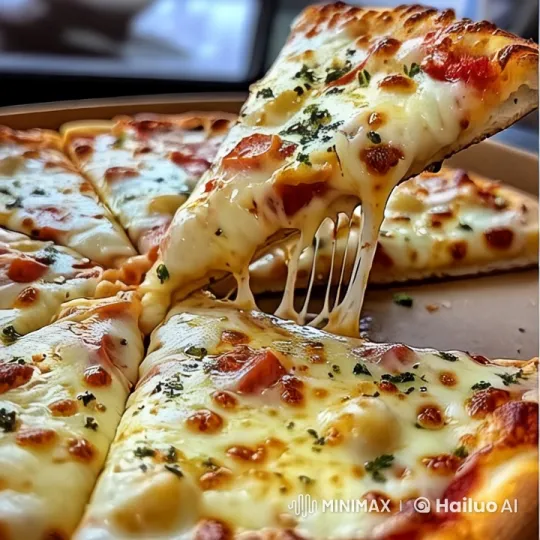 Appetizing Close-Up of Gooey, Topped Pizza – AI Generated Video | Hailuo AI
