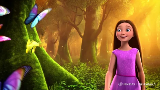 Enchanted Forest: Girl and Glowing Butterflies Dance – AI Generated Video | Hailuo AI