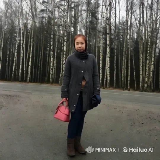 Woman by Birch Trees Amid Winter's Embrace – AI Generated Video | Hailuo AI