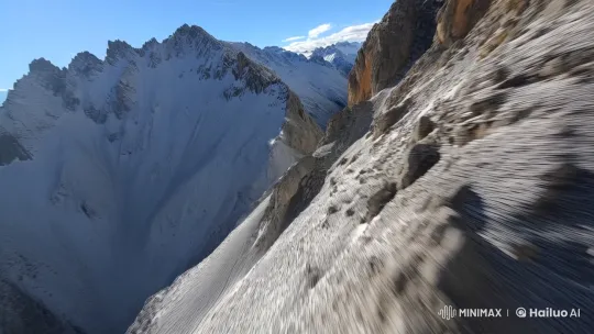 Epic Flight Over Narrow Mountain Range – AI Generated Video | Hailuo AI