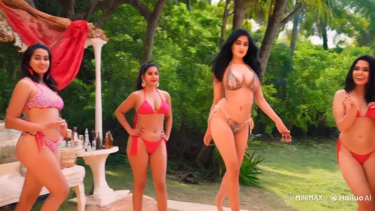 28-Year-Old Woman Stuns in Sexy Sequin Bikini at Bora Bora Party – AI Generated Video | Hailuo AI
