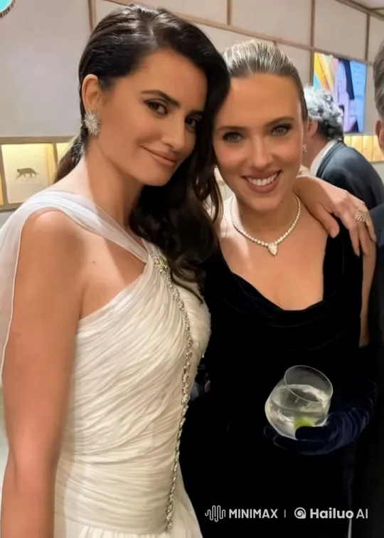 Scarlett Johansson and Penélope Cruz at the Oscars: Elegant, Intimate Moment – AI Generated Video | Hailuo AI