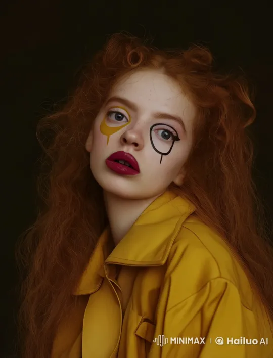 Vibrant Redhead in Mustard Jacket: Live2D Animation – AI Generated Video | Hailuo AI
