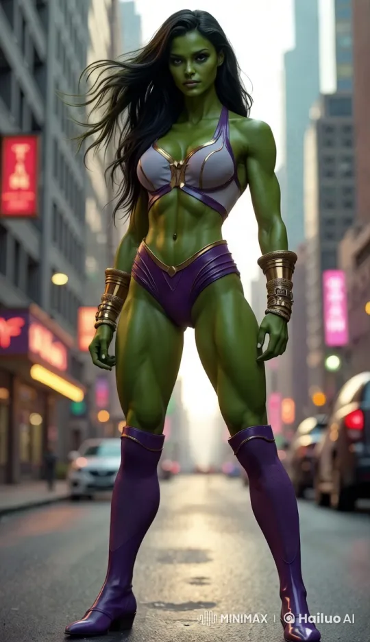 Green-Skinned Model Struts in Futuristic High-Fashion Runway – AI Generated Video | Hailuo AI