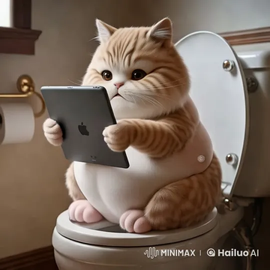 Chubby Cat Accidentally Drops Tablet in Toilet – AI Generated Video | Hailuo AI