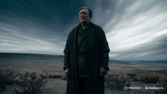 Man's Solitude and Resilience in Desolate Landscape – AI Generated Video | Hailuo AI