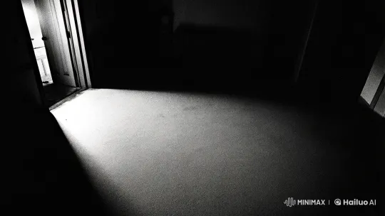 Eerie Canine Haunts Dimly Lit Room in CCTV Footage – AI Generated Video | Hailuo AI
