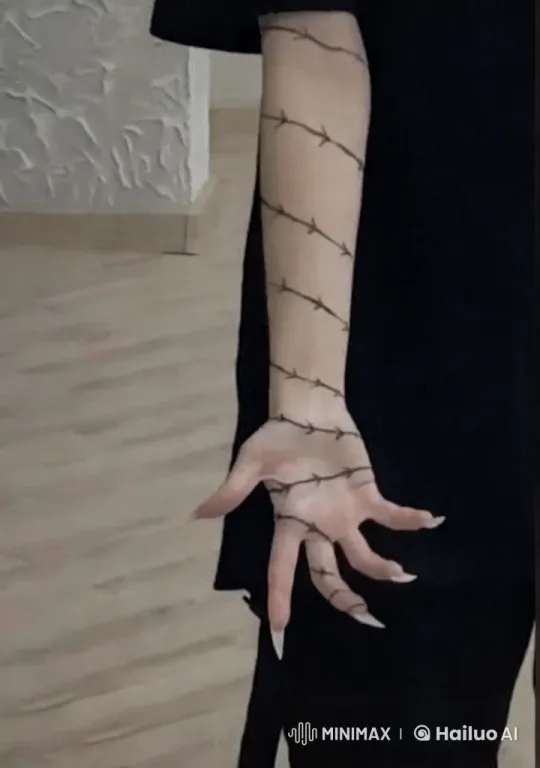 Intricate Barbed Wire Tattoo and Minimalistic Aesthetic Study – AI Generated Video | Hailuo AI