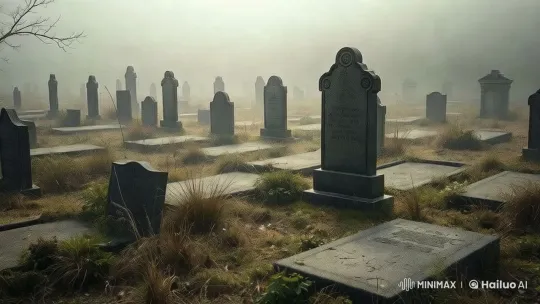 Misty Graveyard: A Hauntingly Beautiful Scene – AI Generated Video | Hailuo AI