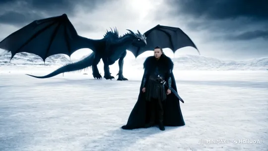 Warrior Faces Dragon in Photorealistic Snowy Battle – AI Generated Video | Hailuo AI