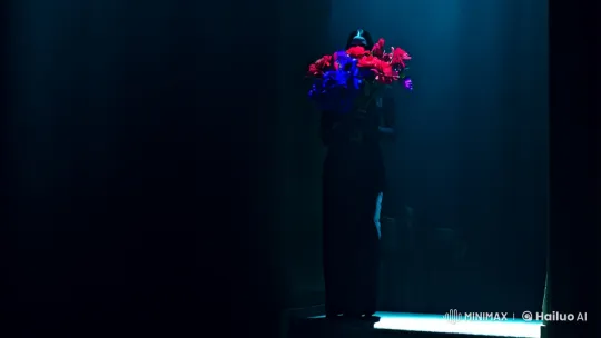 Mysterious Figure Approaches with Luminous Flowers – AI Generated Video | Hailuo AI
