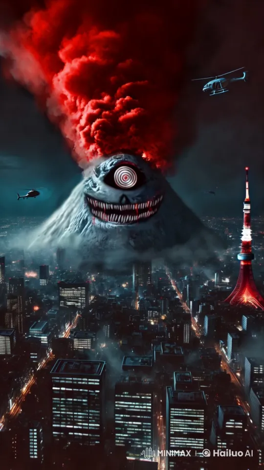 Monstrous Creature Haunts Illuminated Cityscape – AI Generated Video | Hailuo AI