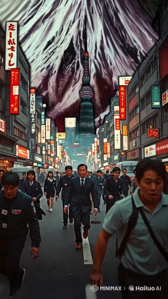 Panic in the Streets: Japan's Chaotic Red Smoke Escape – AI Generated Video | Hailuo AI