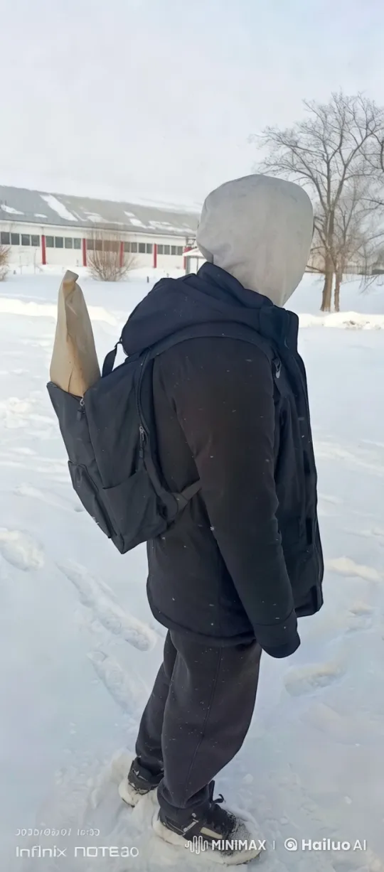Person Takes Off with Jetpack in Snowy Landscape – AI Generated Video | Hailuo AI
