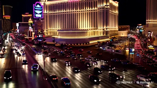 007's Aston Martin Arrives at Neon Casino in Vegas Night – AI Generated Video | Hailuo AI