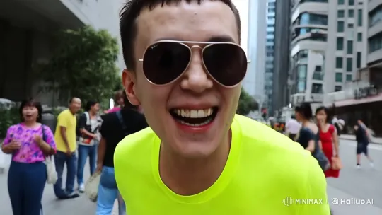 Urban Street: Man Throws Dumplings in Whimsical Run – AI Generated Video | Hailuo AI