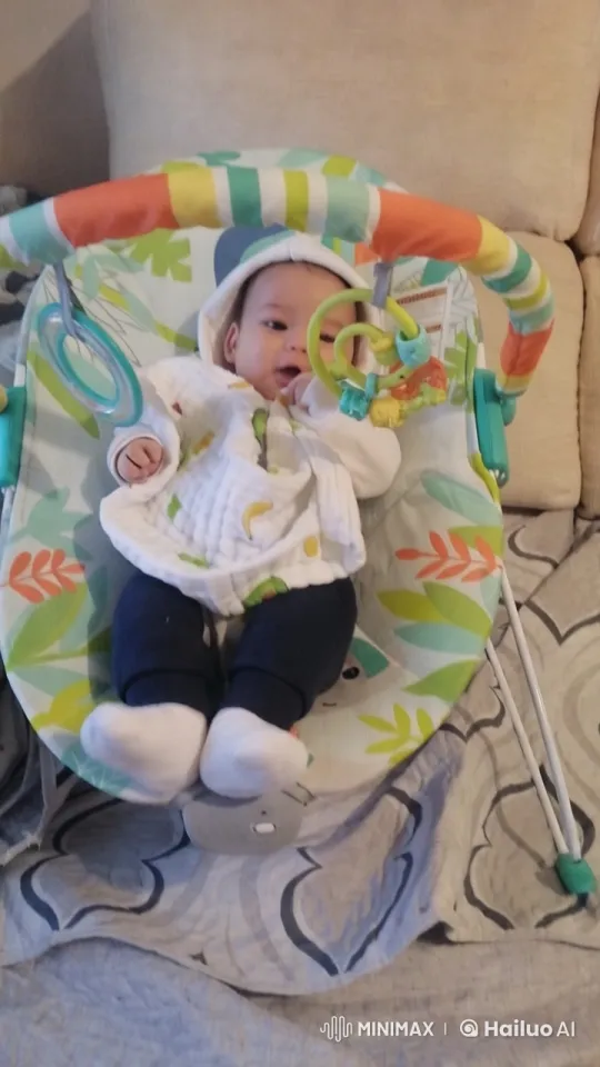 Cozy Baby in Colorful Bouncer with Toys – AI Generated Video | Hailuo AI