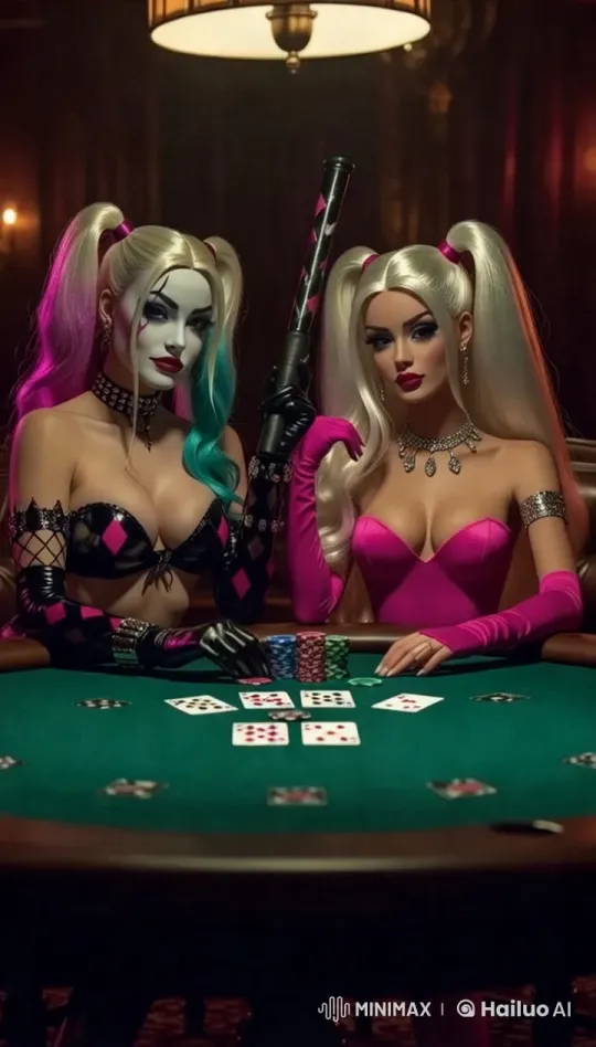 Harley Quinn and Barbie in High-Stakes Poker Scene – AI Generated Video | Hailuo AI