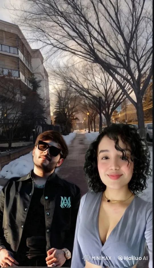 Affectionate Couple's Winter Hug Amidst Urban Serenity – AI Generated Video | Hailuo AI