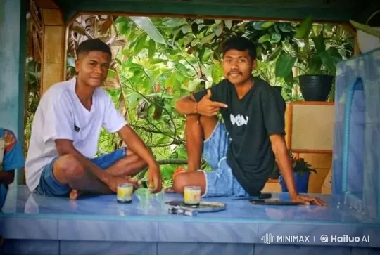 Outdoor Relaxation Scene with Two Men on a Platform – AI Generated Video | Hailuo AI