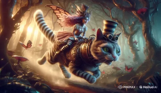 Gothic Fairy and Steampunk Cat Race Through Enchanted Forest – AI Generated Video | Hailuo AI