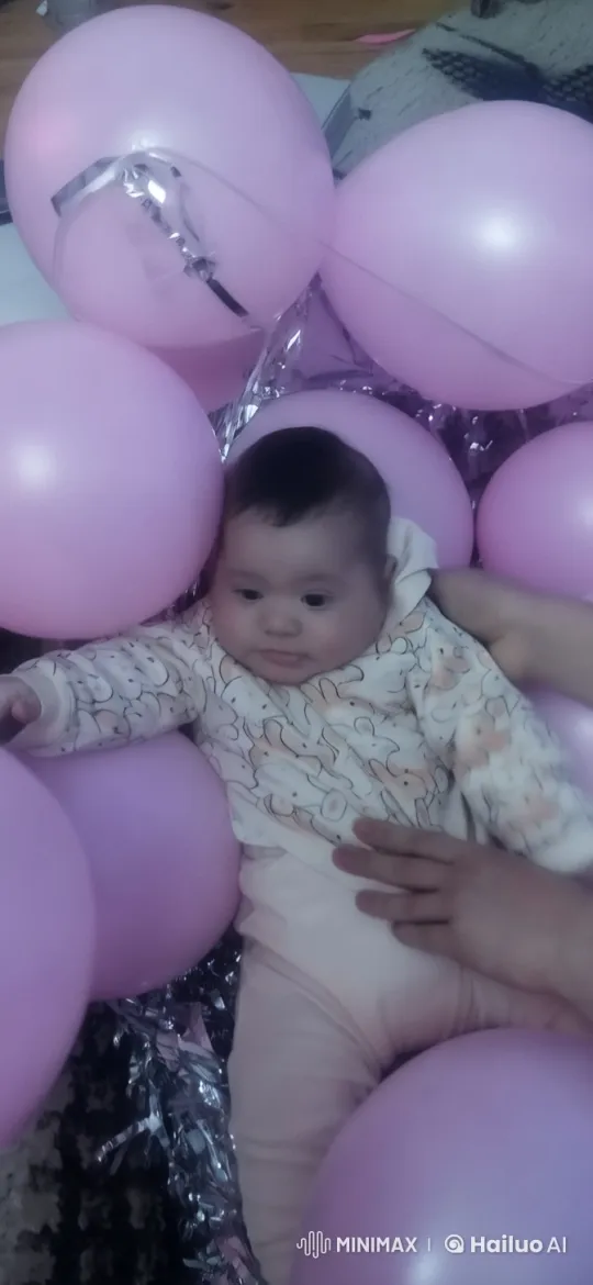 Baby Joyfully Dancing with Pink Balloons – AI Generated Video | Hailuo AI