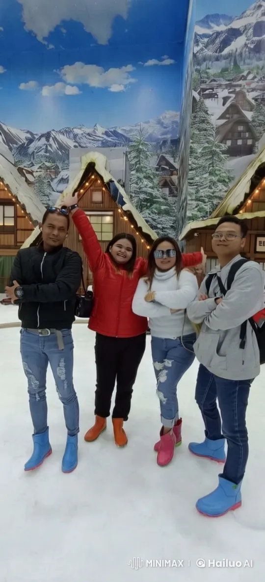 Winter Village Ice Rink Group Scene with Cinematic Lighting – AI Generated Video | Hailuo AI
