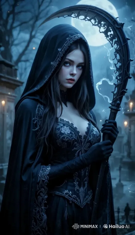 Gothic Enigma: Shadowed Figure in Moonlit Graveyard – AI Generated Video | Hailuo AI