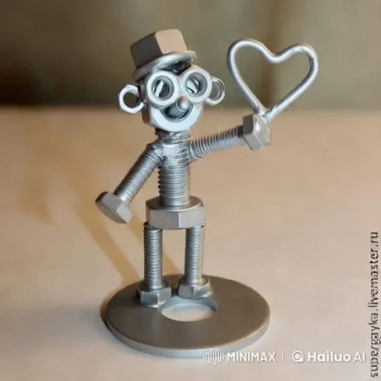 Artistic Robot Sculpture Showcased in Dynamic Video – AI Generated Video | Hailuo AI