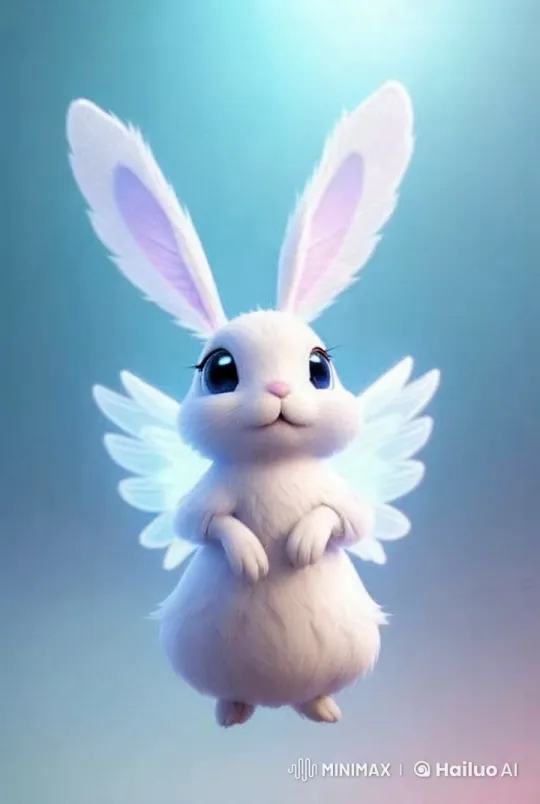 Fluffy White Rabbit with Wings Enacts Graceful Flight – AI Generated Video | Hailuo AI