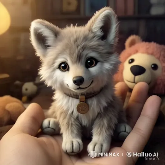 Close-up of Adorable Wolf Pup in Gentle Lighting – AI Generated Video | Hailuo AI