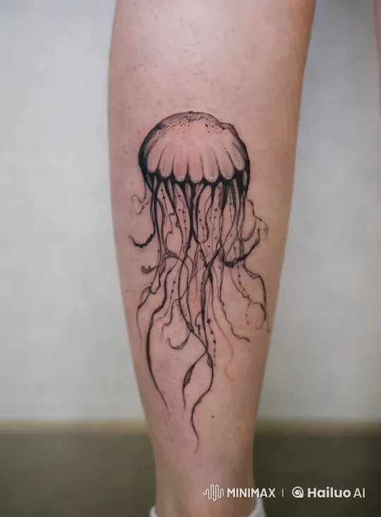 Intricate Jellyfish Tattoo: Capturing Life in Ink – AI Generated Video | Hailuo AI