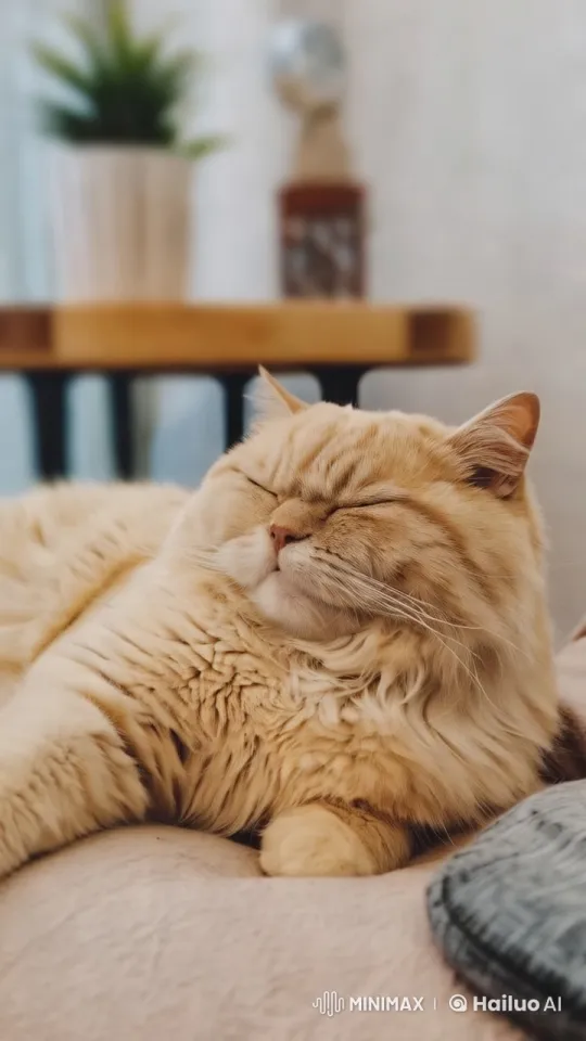 Peaceful Cat Sleeping in Cozy Home Setting – AI Generated Video | Hailuo AI