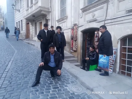 Historic Street Scene with Men and Shop Display – AI Generated Video | Hailuo AI