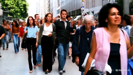 Isolated in the Urban Rush: An Elderly Woman's Silent Struggle – AI Generated Video | Hailuo AI