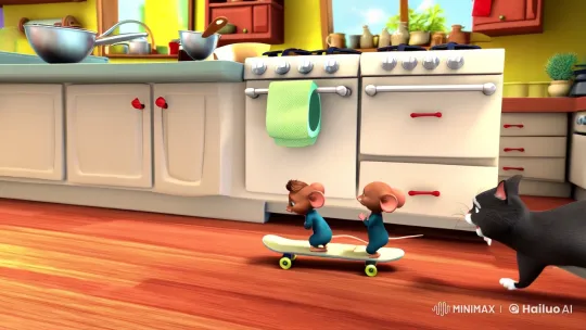 Mice Escape with Cheese Amidst Whiskers' Chaos – AI Generated Video | Hailuo AI
