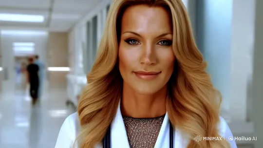 Mysterious Nurse in Modern Hospital Setting – AI Generated Video | Hailuo AI