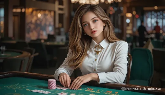 Flirtatious Woman at Sophisticated Casino Table – AI Generated Video | Hailuo AI