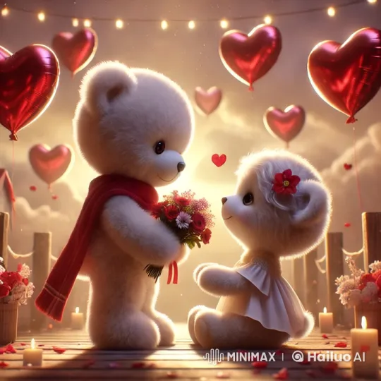 Teddy Bears' Romantic Exchange on a Candlelit Deck – AI Generated Video | Hailuo AI