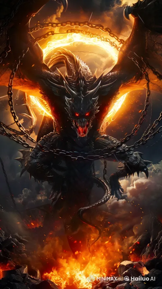 Menacing Dragon Dominates Fiery Apocalyptic Landscape – AI Generated Video | Hailuo AI