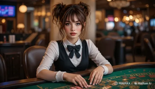Flirtatious Woman at Upscale Casino Setting – AI Generated Video | Hailuo AI