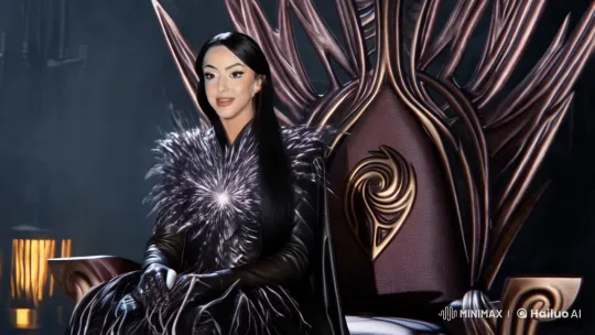 Goddess Hel on Throne in Dark Majestic Hall – AI Generated Video | Hailuo AI