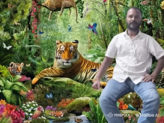 Jungle Serenity: Tiger, Man, and Nature's Dance – AI Generated Video | Hailuo AI