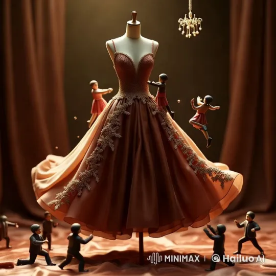 Tiny Designers Craft Luxury Gown in Cinematic Detail – AI Generated Video | Hailuo AI