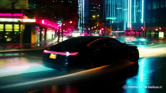 Car Chase Through Rainy Cityscape – AI Generated Video | Hailuo AI