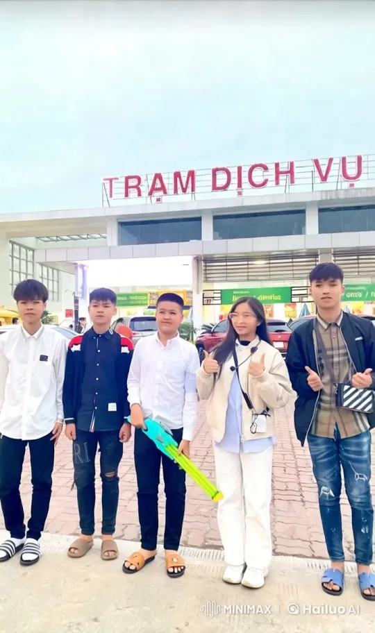 Kids' Playful Kungfu at Tram Dich Vu Service Station – AI Generated Video | Hailuo AI